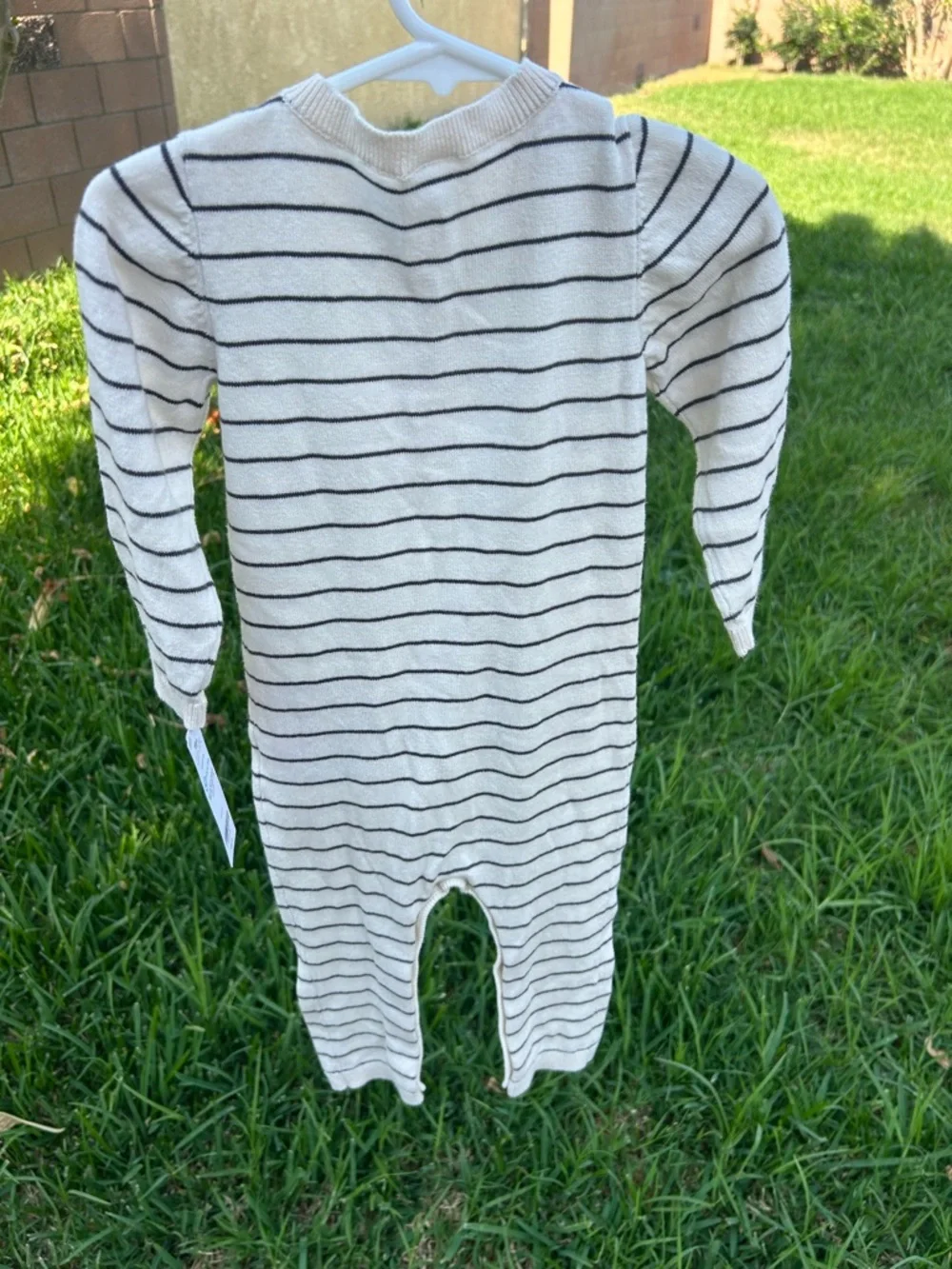 Carter's Cream and Black Striped Knit Romper